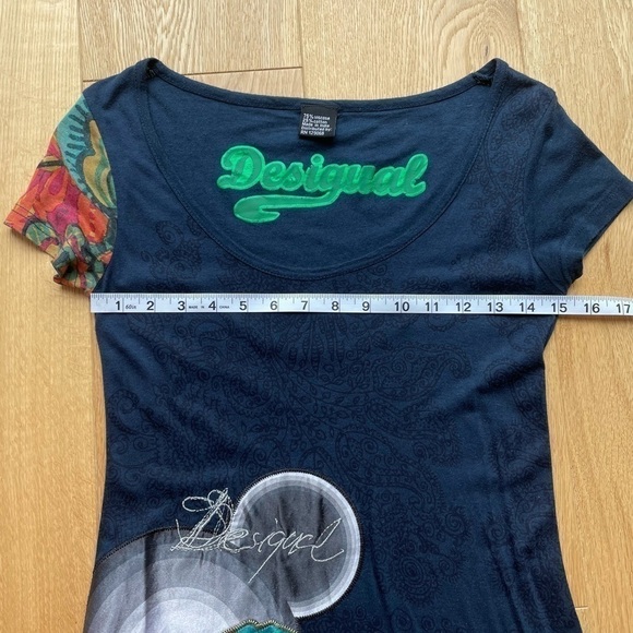 DESIGUAL BLUE FLORAL PRINT  MULTICOLOURED TUNIC - XS - Picture 16 of 16